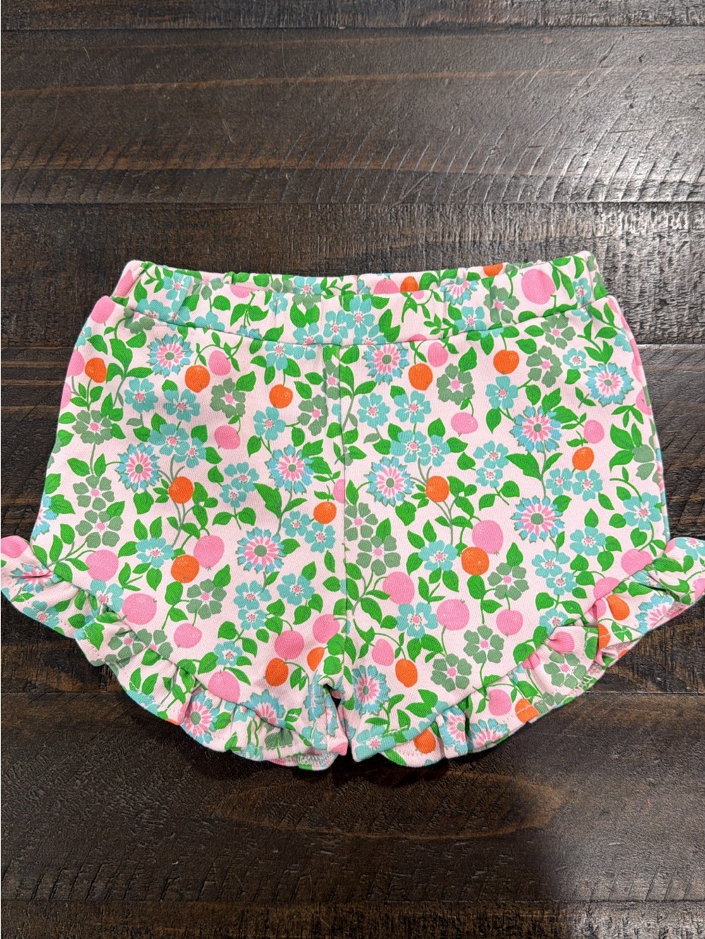 The Beaufort Bonnet Company Pink, Orange and Green Floral Ruffle Shorts